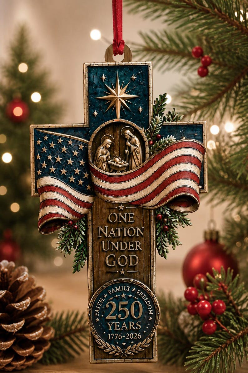 America Wood Realistic 3D Ornament, Faith Family Freedom, Patriotic Cross Decor, One Nation Under God, American Flag Ornament, Xmas Gift 06c11bee-4dd8-4b49-94a2-3baf4eaa4593-t-i-xu-ng-36-.png