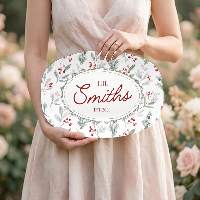 Personalized First Christmas as Newlyweds Platter, Holiday Cookie Plate, Just Married Christmas Gift, Couples Anniversary Serving Tray 0967a6fb-b592-49b2-a4b3-269fb1b9e275-51.jpg