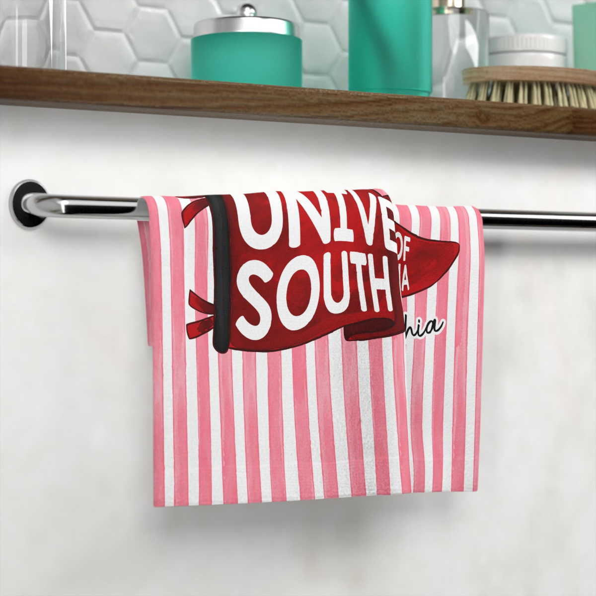 Personalized College Pennant Beach Towel, School Banner School Spirit Beach Towel, High School Graduation Gift, University Graduation Gift