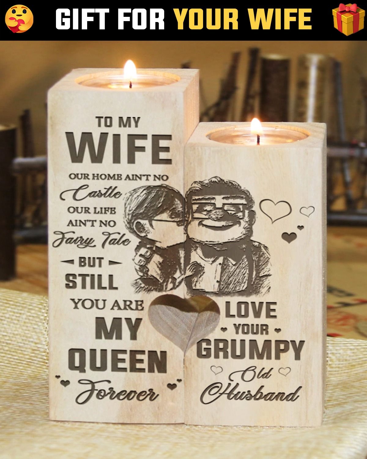 Husband To Wife - You Are My Queen Forever Candle Holder Sentimental Gift For Wife, For Wife 1618630822710.jpg