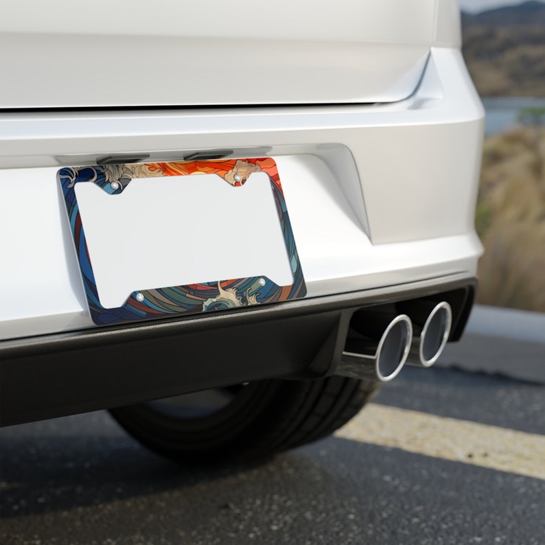 stained glass ocean wave license plate frame beachy car decor sea themed license plate cover beach car accessories for women surfer gift 1730512777497.jpg