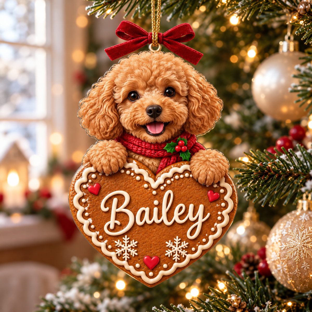 Personalized Dog Christmas Ornament – Custom Pet Photo & Name, 3D Relief Gingerbread Heart Ornament, Christmas Gift for Dog Lovers 1739b4fb-fdf3-49f6-97eb-4a2ec660e31c-Bailey-s-Gingerbread-Poodle-Ornament-1.png