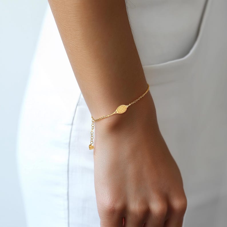 24k Gold Vermeil Tennis Racquet Bracelet Adjustable Sports Jewelry 1763087997265.jpg