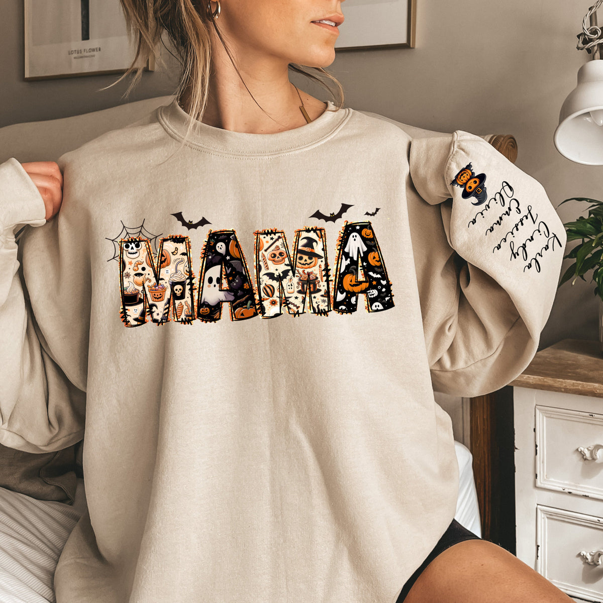 Personalized Halloween Mama Sweatshirt, Spooky Mama Shirt, Gift for Mom, Spooky Mama Sweatshirt, Halloween Shirt, Custom Name Halloween
