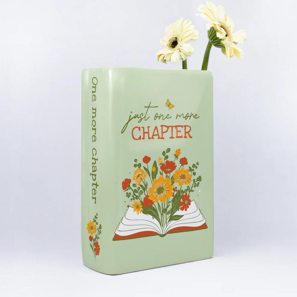 Just One More Chapter Ceramic Book Vase, Home Decor Gifts for Book Lovers and Readers, Bookish Gifts for Special Occasions