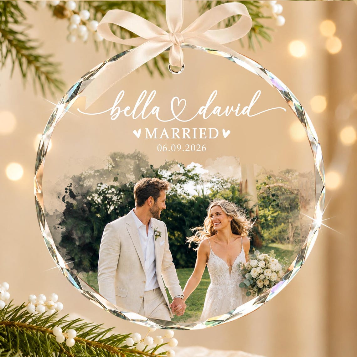 Custom Engagement Photo Ornament, Personalized Watercolor Couple Portrait Ornament, First Christmas Engaged Keepsake, Newlywed Gift 1c4879ec-2a5b-4022-aecf-97836d96db8e-3.jpg