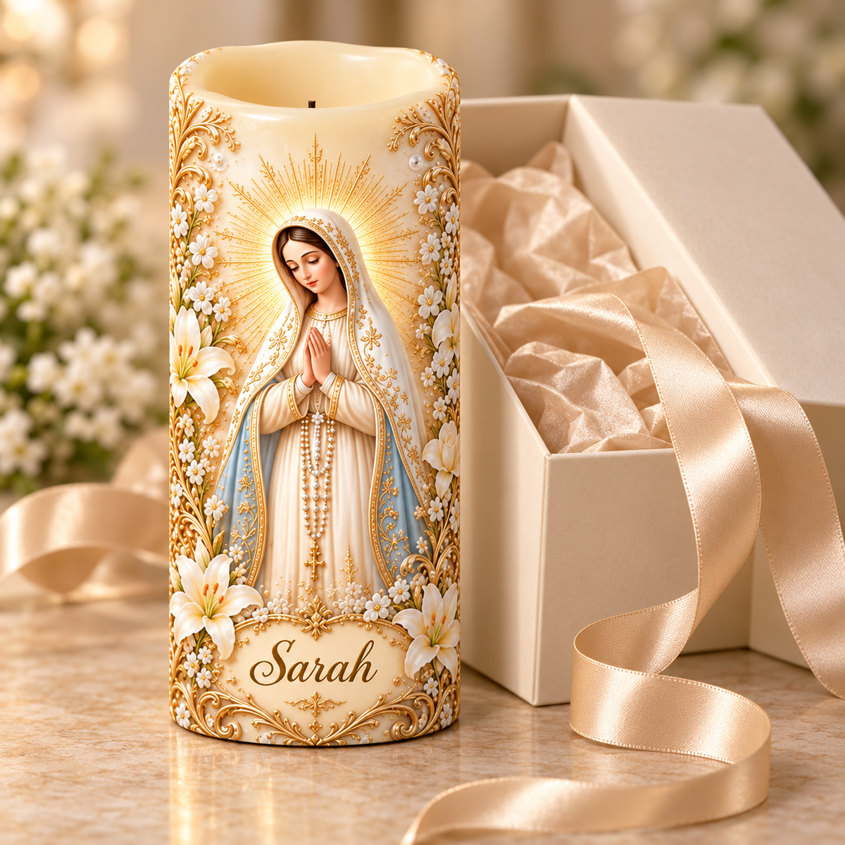 Personalized Virgin Mary LED Prayer Candle, Custom Name Catholic Gift for Mom or Grandma, Our Lady Religious Home Decor, Christian Keepsake 21540947-820a-4113-8122-f89080c161c2-N-n-c-M-Sarah-b-n-h-p-qu-3.png