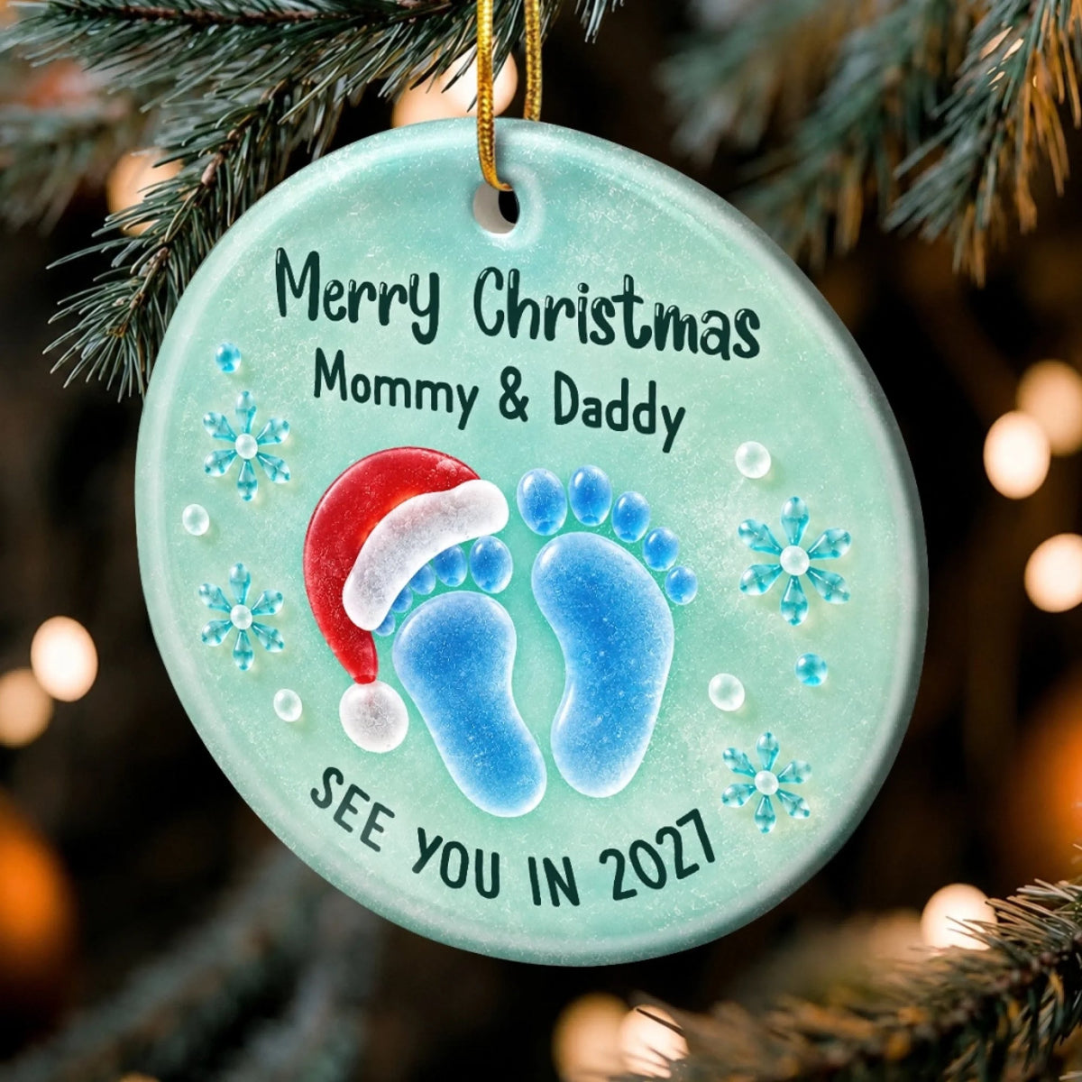 Merry Christmas Mommy & Daddy - Personalized Ceramic Ornament - Baby Announcement, Christmas Gift For New Dad, New Mom 289261d7-1ad1-47ed-9909-fae8d364c730-banner-4.jpeg