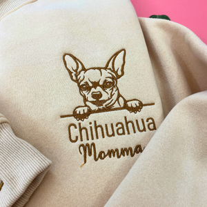 Dog Mom EMBROIDERED, Personalized Dog EMBROIDERED with Name On Sleeve, Gift For Mom, Mother's Day Gift
