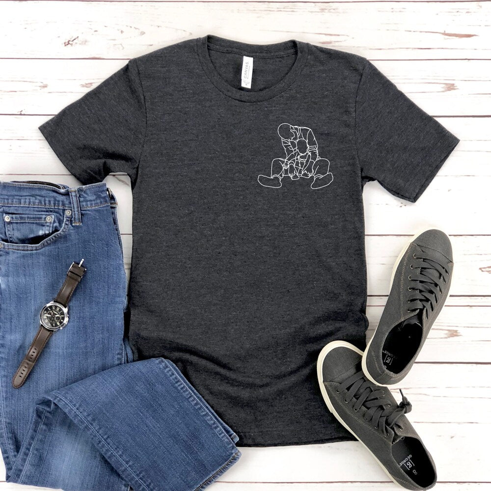Personalized Fathers Day Gifts Shirt, Custom Portrait Outline Shirt For Him Father s Day, Custom Line Art Tee, Dad Line Art Shirt For Men