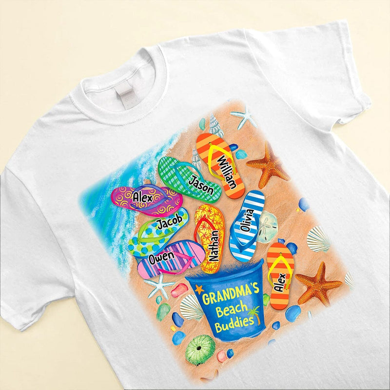 Grandma's Beach Buddies Summer Flip Flop - Personalized T-Shirt - Gift For Grandma, Summer Vacation