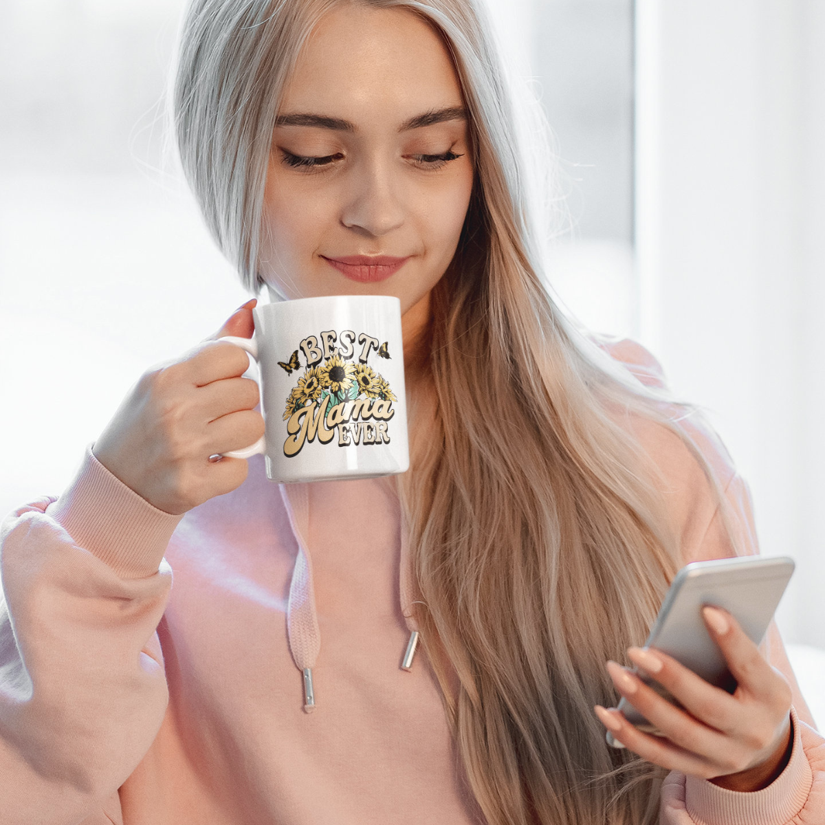 Best Mama Ever Sunflower - Personalized Mug - Gift For Mom, Mother's Day