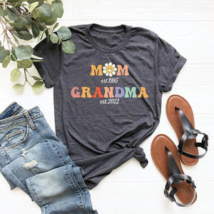 Personalized Mom Grandma Est Shirt, Gift For Grandma, Grandma To Be Shirt, New Grandma Shirt, Baby Announcement