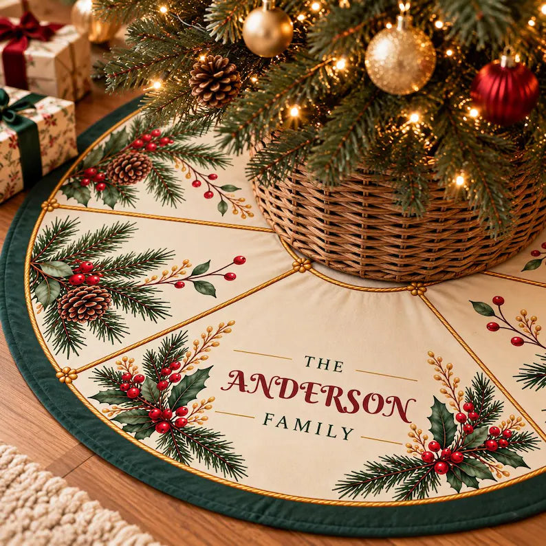 Pinecone Holly Wreath Christmas Tree Skirt | Personalized Name Option 43527b09-7ce9-4093-9f4c-708b02db6dec-gfghhghgh-1-.webp