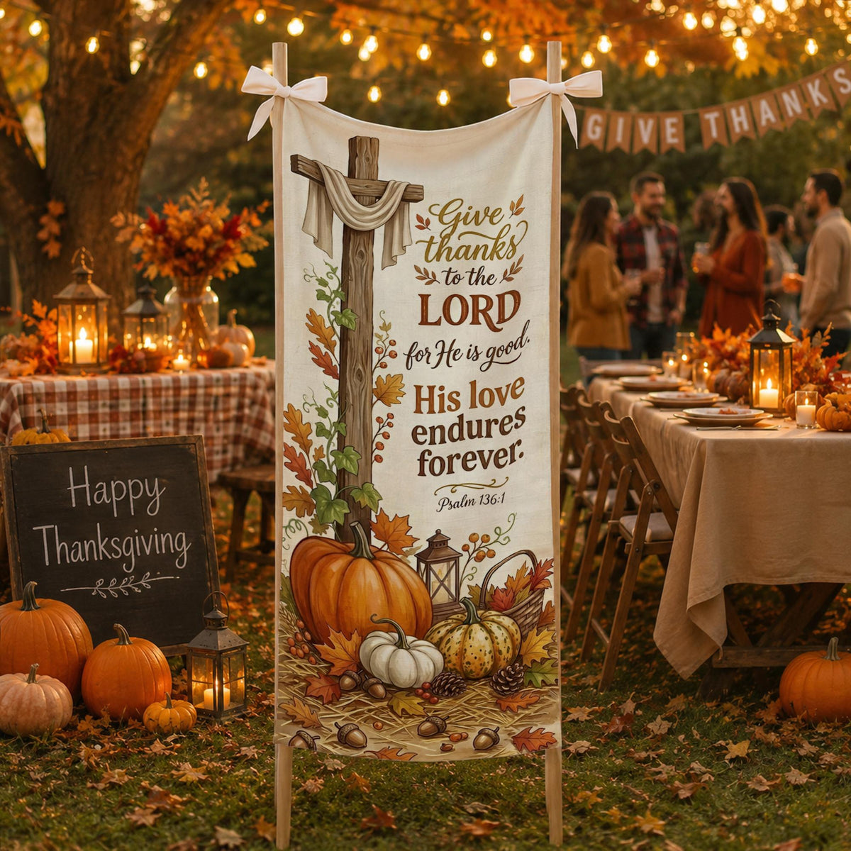 Thanksgiving Psalm 136 Linen Tapestry: Christian Cross Fall Pumpkin Sign 47a36e1e-2d51-41ea-bfe6-2369c78ee625-4.jpg