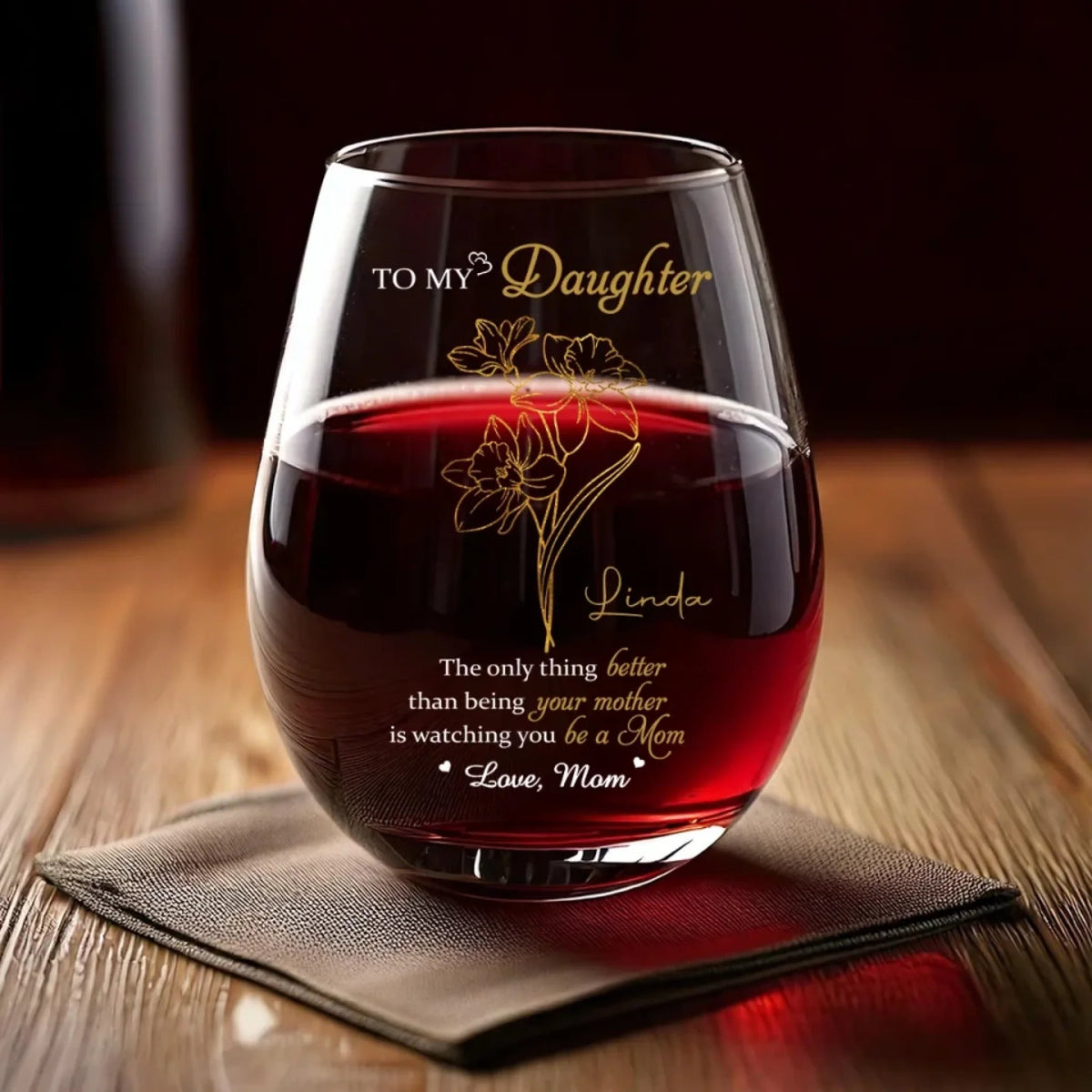 A Mother's Love, Endless And True - Personalized Wine Glass - Mother's Day, Gift For Daughter From Mom