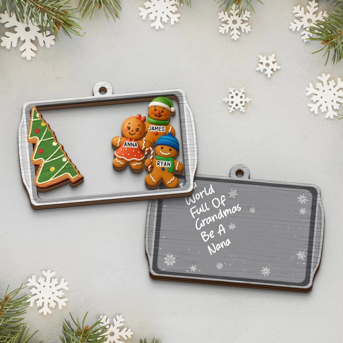 In A World Full Of Grandma Be A Nana - Personalized Layered Wooden Ornament - Christmas Gift For Grandma