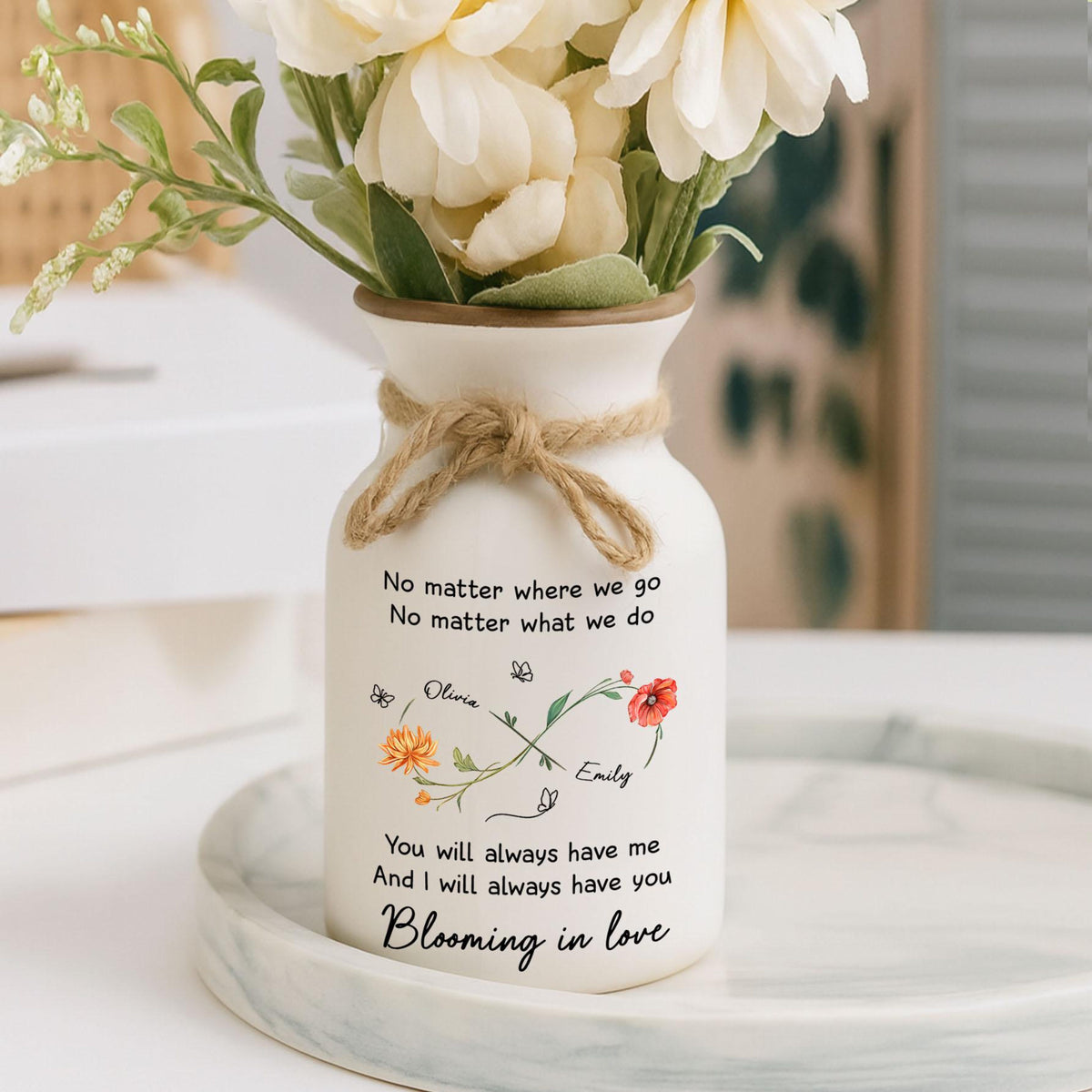 Blooming In Love, Personalized Couple Flower Vase, Custom Name Blooming in Love Vase, Romantic Anniversary Gift, Wedding Keepsake, Valentine s Day Gift