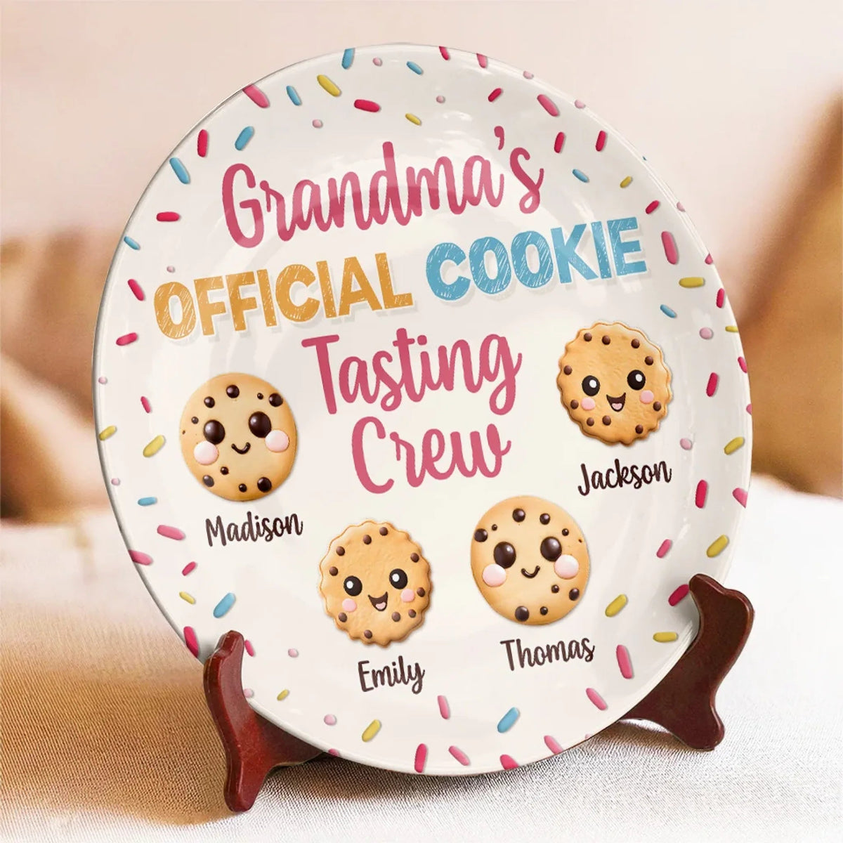 Mom Grandma's Official Cookie Taster - Personalized Ceramic Plate - Mother's Day, Gift For Mom, Grandma