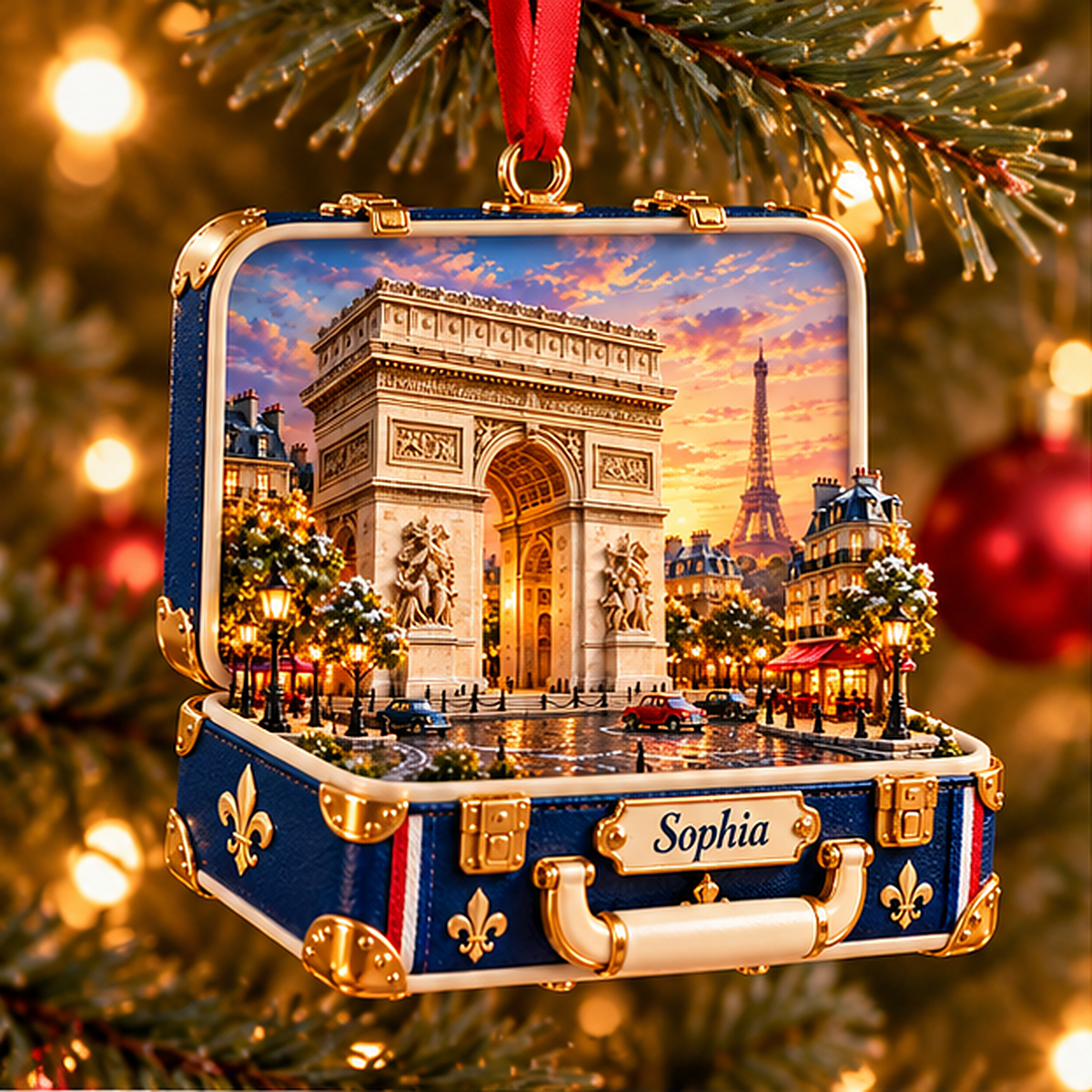Personalized Paris Arc de Triomphe 3D Suitcase Christmas Ornament, Custom Name France Travel Keepsake, Paris Vacation Souvenir Gift 4bb38f4f-b4b6-4a19-81ec-8b1168099595-paris_arc_01_christmas_tree_1200.png