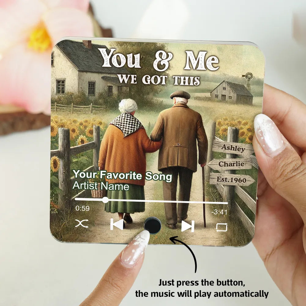 Growing Old Together Old Couple - Personalized Music Fridge Magnet - Gift For Couple, Anniversary Gift For Couple, For Him, For Her