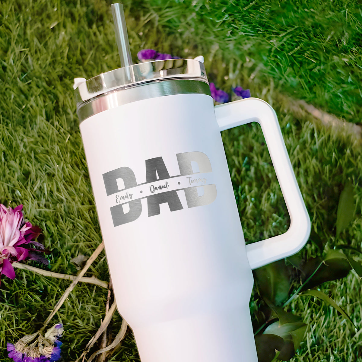Dad With Kids Name - Personalized 40oz Tumbler - Gift For Father, Father's Day, Birthday Gift