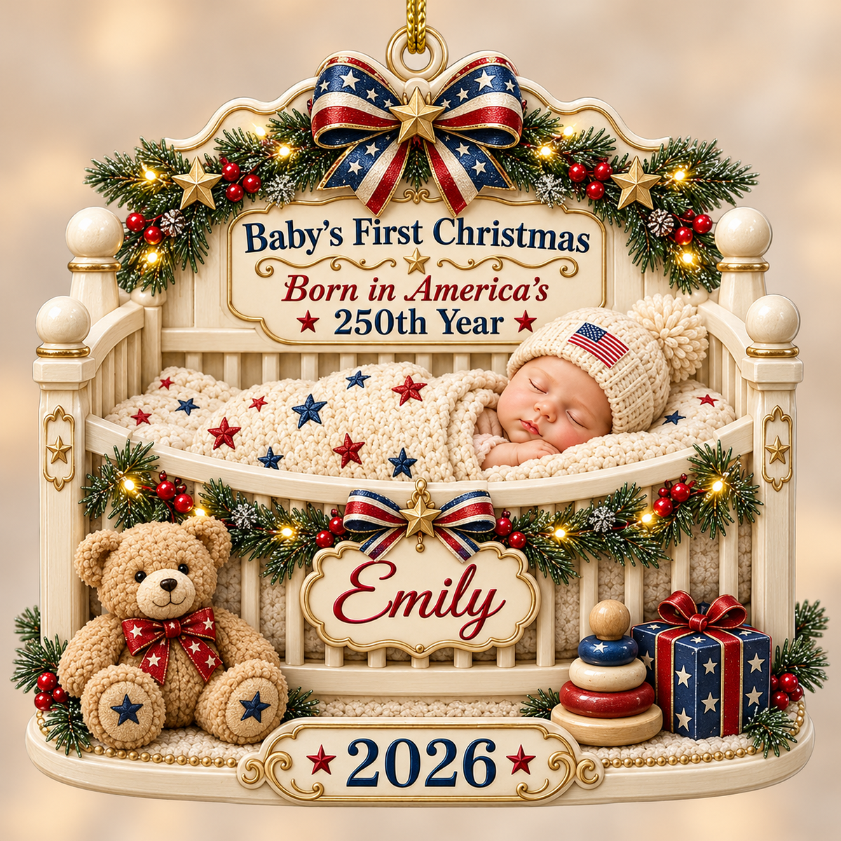 Personalized Baby's First Christmas 2026 3D Ornament – Born in America's 250th Year, Patriotic Baby Crib Keepsake Gift 611bdd9b-31da-45e0-b830-c1ec14576b4f-230608bd-db50-42f8-8e37-1ee62b703949.png