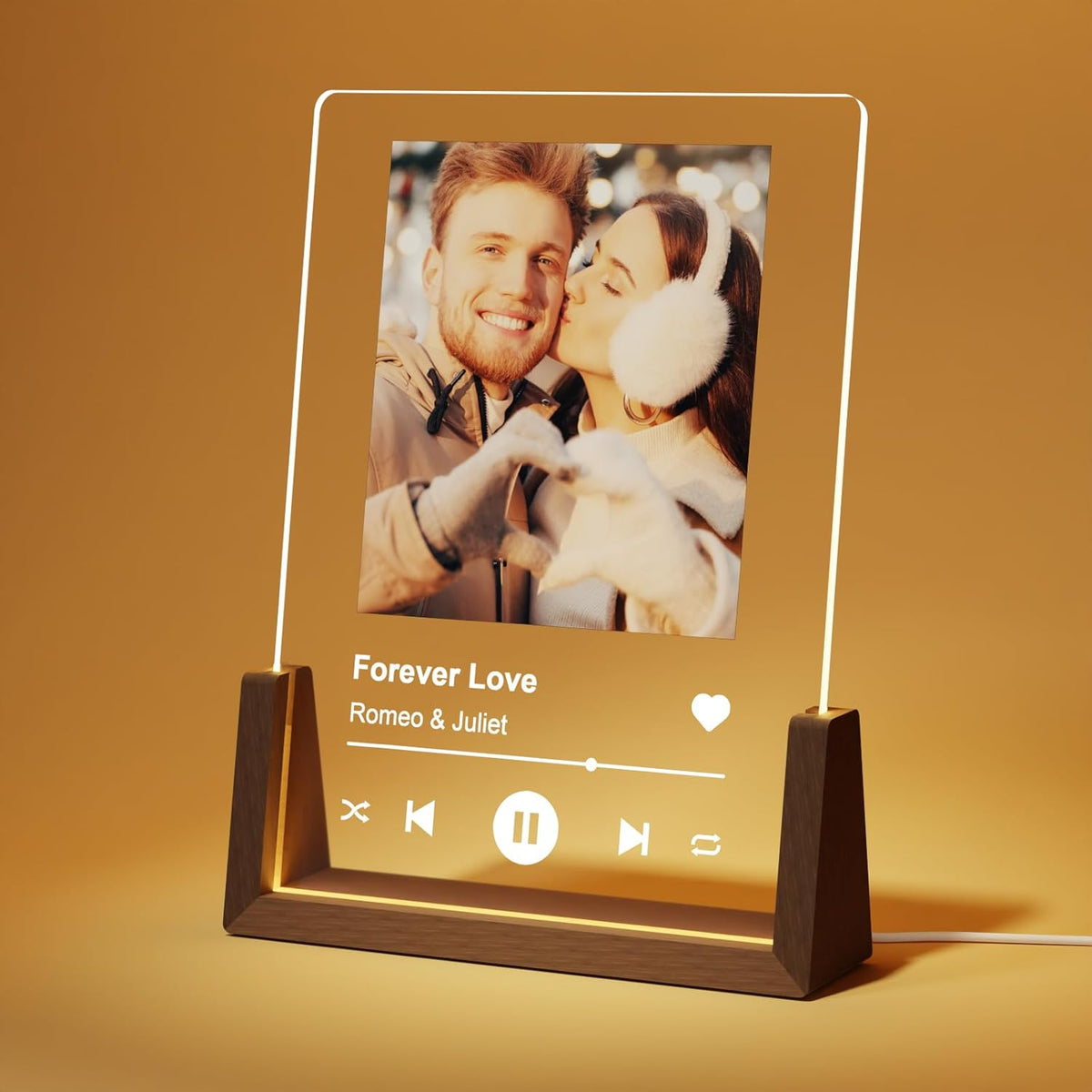Music and Photo Decorative Plaque Personalized Gifts, Custom Gifts for Him Her, Customized Picture Frame for Boyfriend Girlfriend Couple Wife Women on Anniversary Birthday