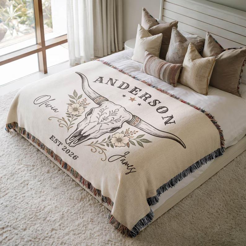 Personalized Western Wedding Blanket, Custom Mr and Mrs Woven Throw, Cowboy Couple Gift, Rustic Bridal Shower Anniversary Keepsake Gift 63012ead-9fad-4a86-b82a-fc8f2b159b52-ghkuy-1-.jpg
