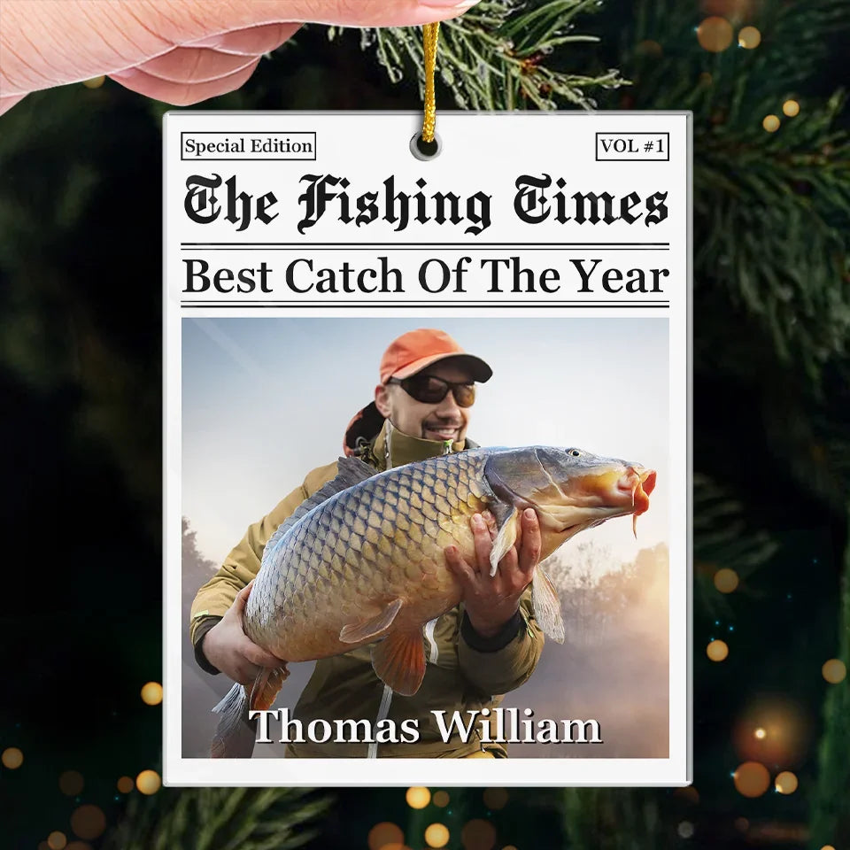 Custom Photo Fisherman Of The Year - Fishing Personalized Custom Ornament - Acrylic Custom Shaped - Christmas Gift For Fishing Lovers, Fisherman
