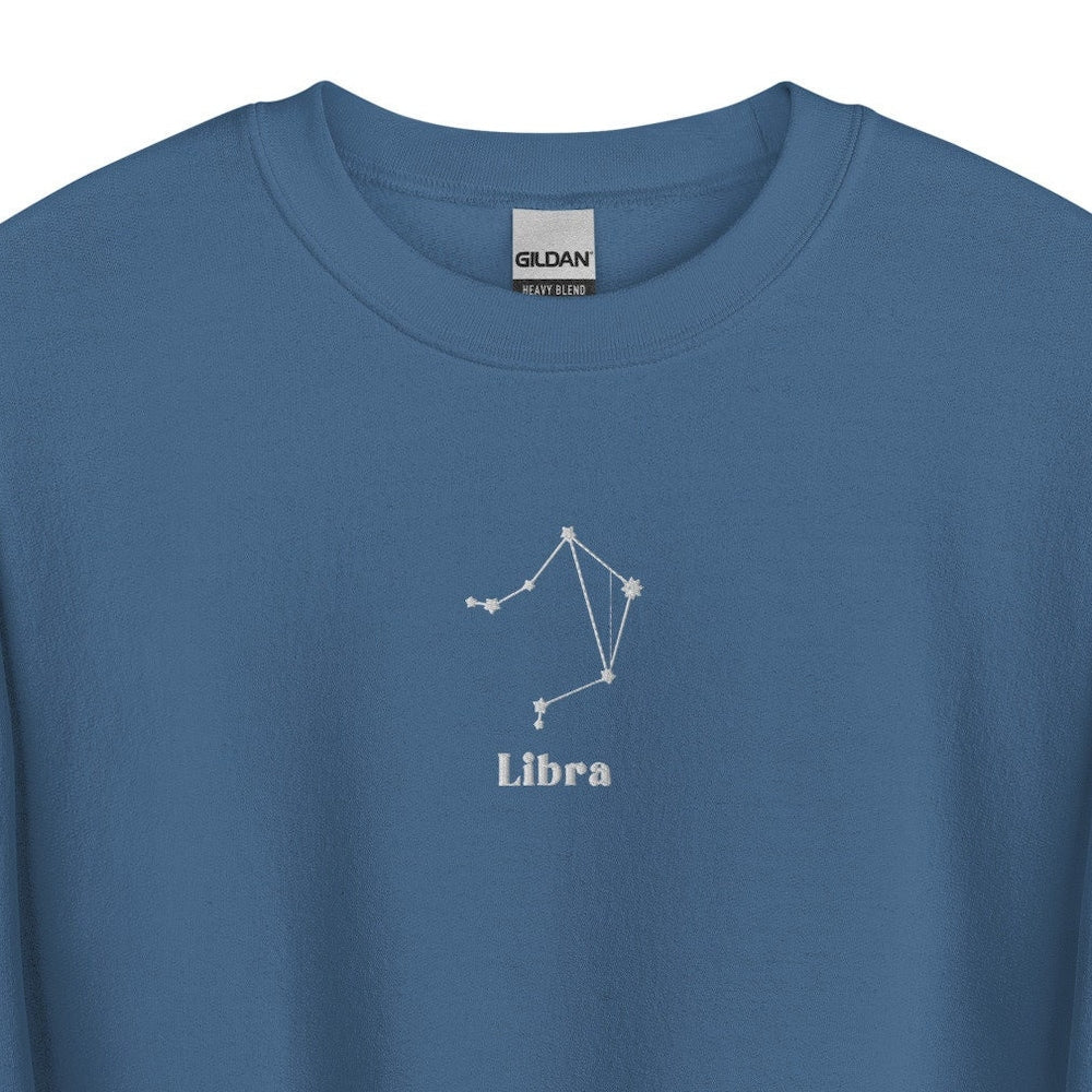 Libra Embroidered Sweatshirt, Embroidered Libra Crewneck Sweater, Embroidered Zodiac Shirt, Libra Shirt, Constellation Shirt