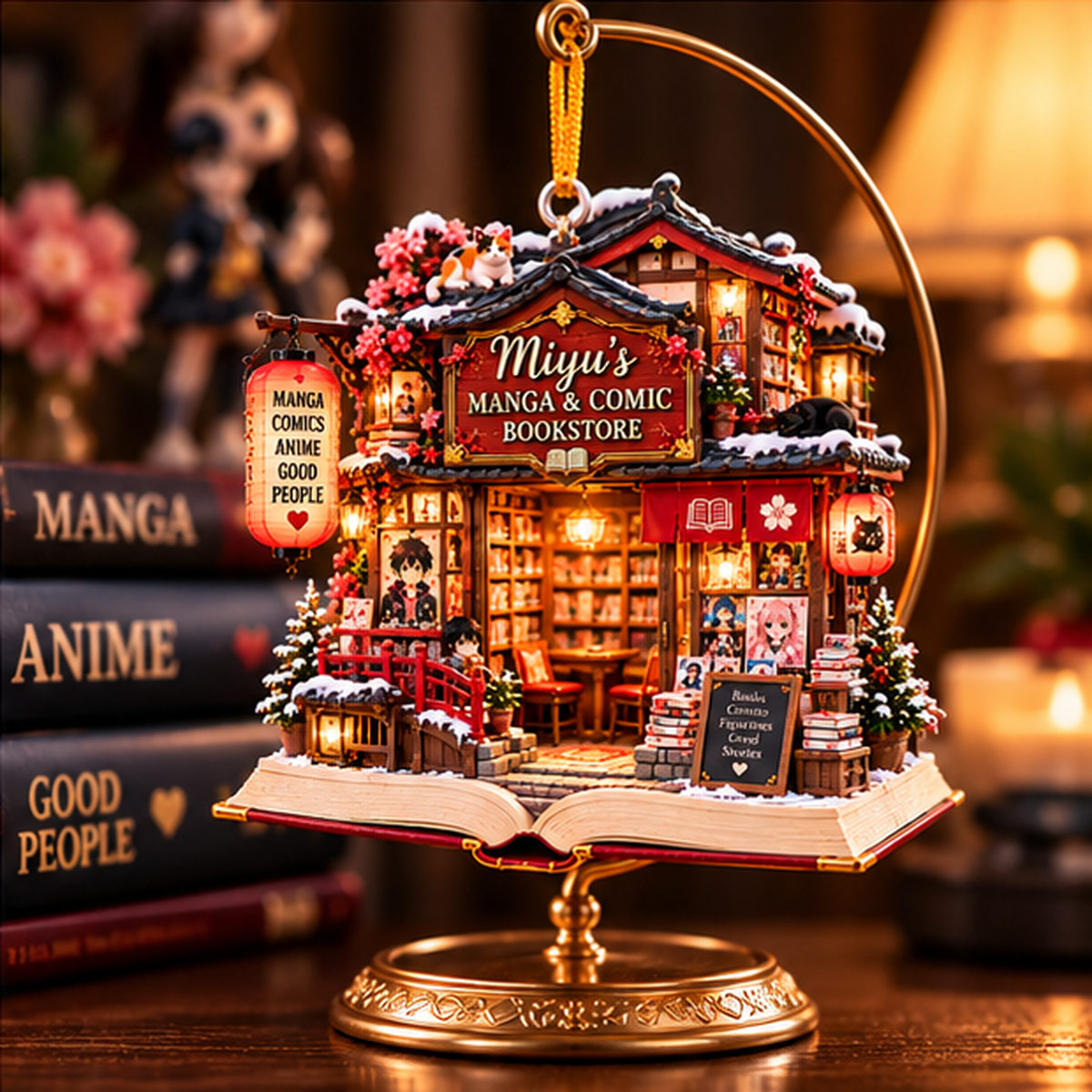 Personalized Manga & Comic Bookstore Christmas Ornament – Custom Name 2D Flat Acrylic Ornament, Anime & Manga Lover Gift 6dbee8c0-ce5b-4bf8-81f9-5c2f8d89db92-miyu_manga_comic_04_display_stand_1200.png