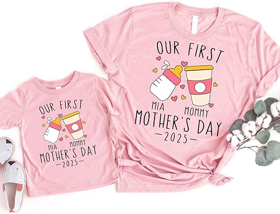 Personalized Our First Mothers Day Matching Shirts, Custom Mom & Baby Matching Outfit, First Mothers Day Outfits