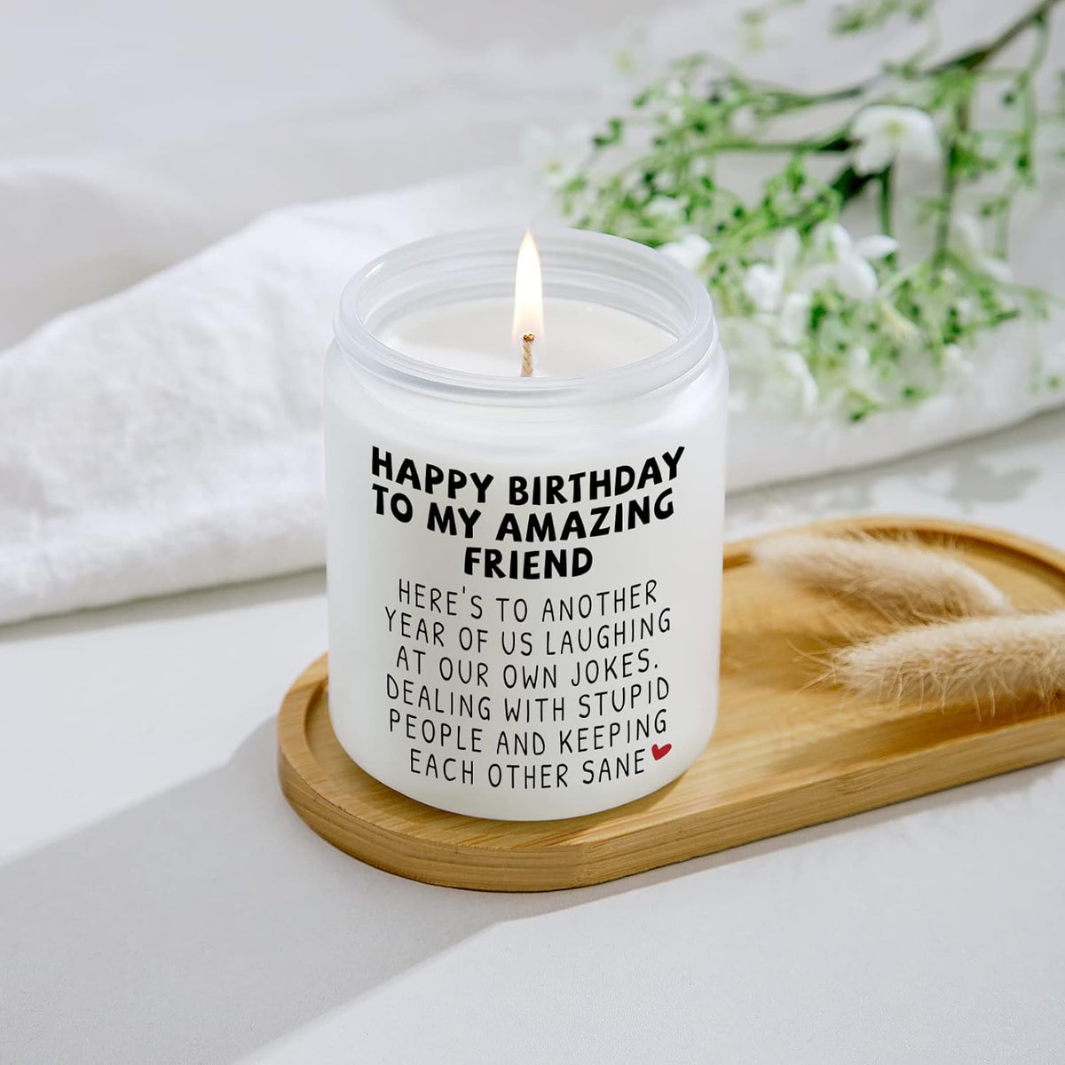 Happy Birthday Gifts for Women - Funny Best Friend Friendship Gifts for Women Friends, Birthday Gifts for Best Friend Bestie BFF Coworker Classmate Women, Lavender Candle Gifts