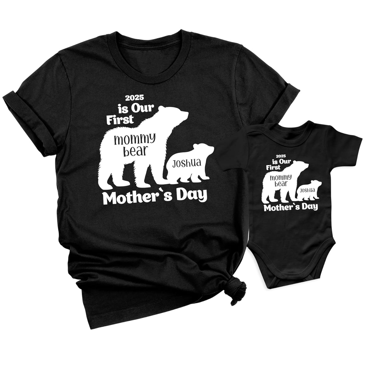 Our 1st Mother's Day Shirt, Mommy and Me Shirts, Matching First Mother's Day Outfits, Customizable with Names and Date, Baby Bodysuit and Mom Shirt Set, Mother's Day Gift Idea