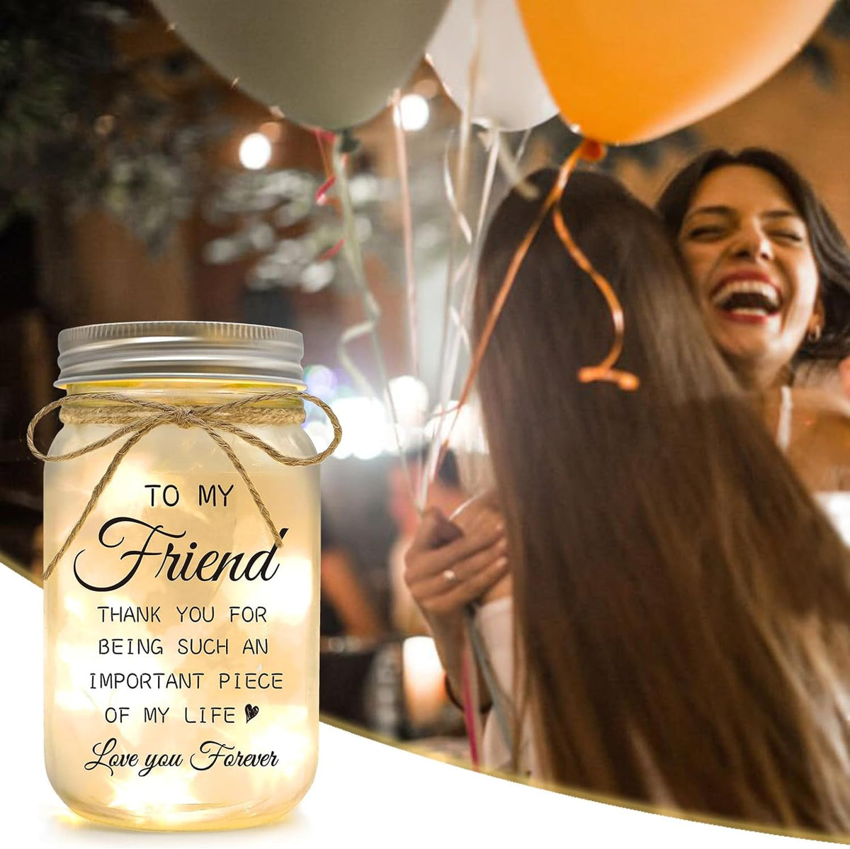 Friendship Gifts for Women, Mason Jar Night Lights for Friend, Gifts for Friends Best Friend Birthday Gifts, Thankgiving Christmas Gifts for Women