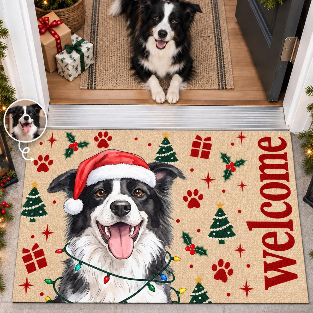 Personalized Dog Christmas Doormat, Custom Pet Photo Welcome Mat, Holiday Door Mat 7403a560-6fcf-44de-9cf9-b3ec490ee8cf-3.jpg