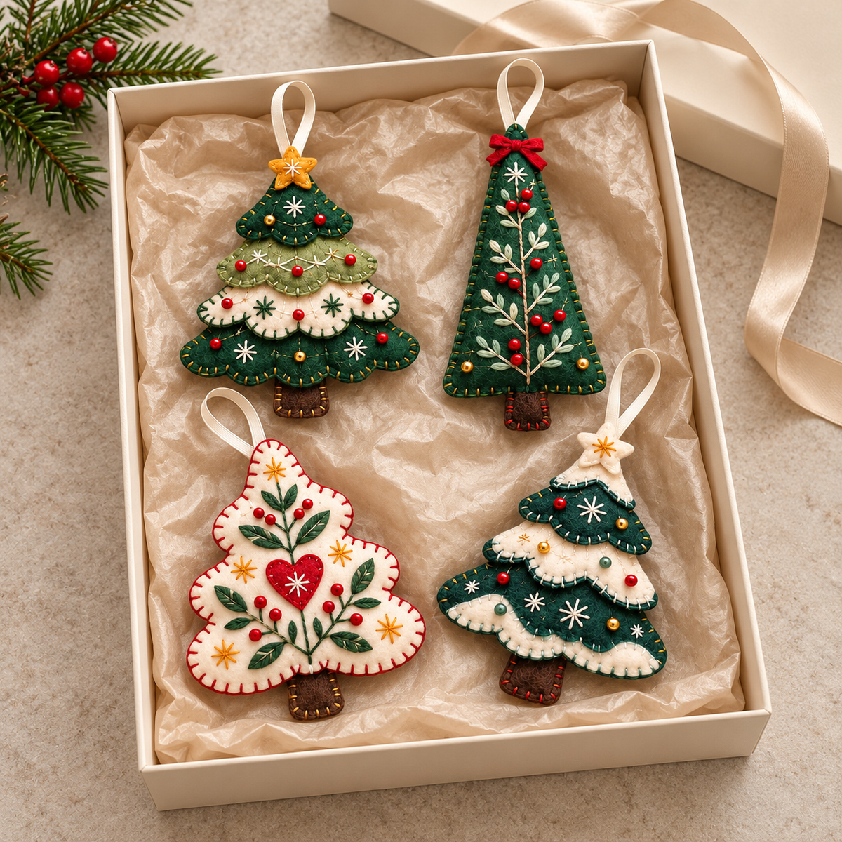 Handmade Felt Christmas Tree Ornament, Folk Floral Holiday Decoration, Rustic Christmas Keepsake Gift 7525cadf-e491-48bb-a82b-5efd27c3ab3b-B-n-c-y-th-ng-n-trong-h-p-qu-3.png