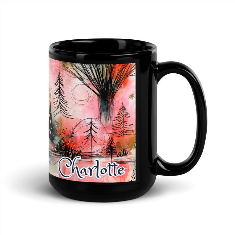 Personalized Christmas Mug, Custom Name Whimsical Winter Wonderland Mug, Boho Holiday Coffee Cup, Black Ceramic Mug, Gnome Snowman Gift 7614372a-1ccd-4bca-81e0-1b4747821fca-r10.jpg