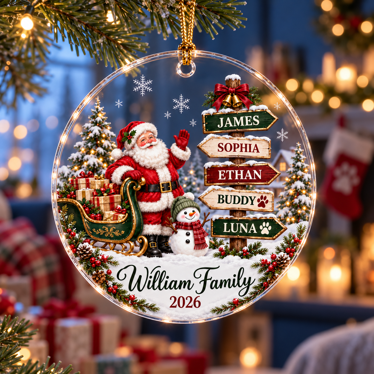 Personalized Family Christmas Ornament 2026 – Santa and Snowman Name Signpost, Custom Family and Pet Names, Holiday Keepsake Gift 7b1fda42-00cc-4cbd-87ef-d83cb8557b61-Personalized-Family-Christmas-Tree-Ornament-1.png