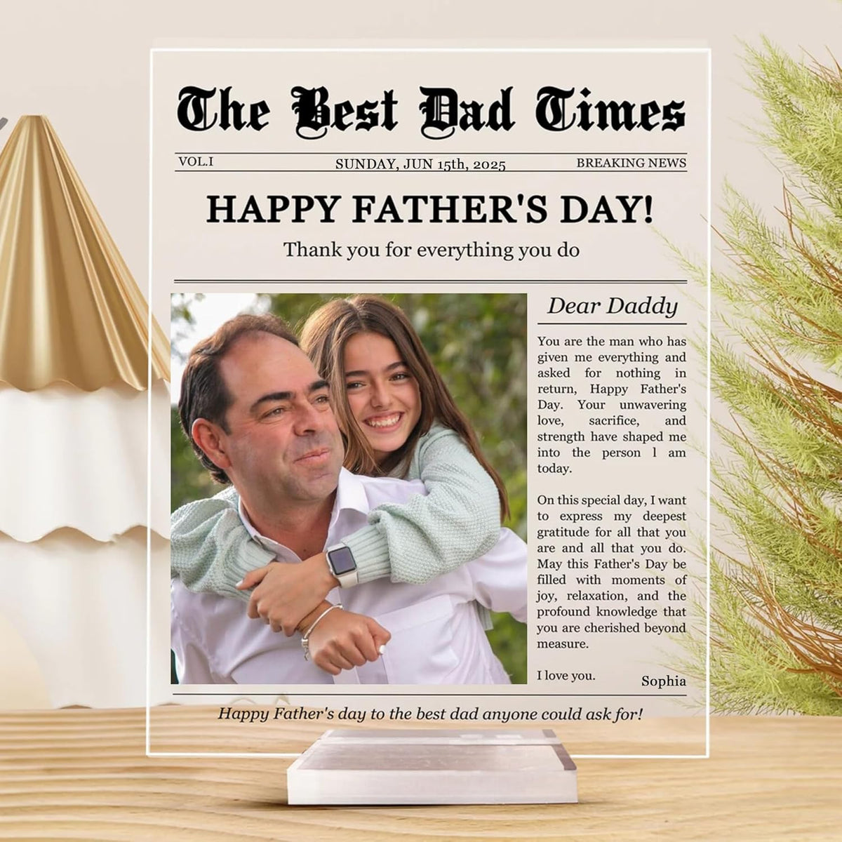 Customized Photo Acrylic Plaque -The Best Dad Times - Gift For Father's Day, Birthday, Loving Gift For Dad, Happy Father's Day Photo Acrylic Plaque