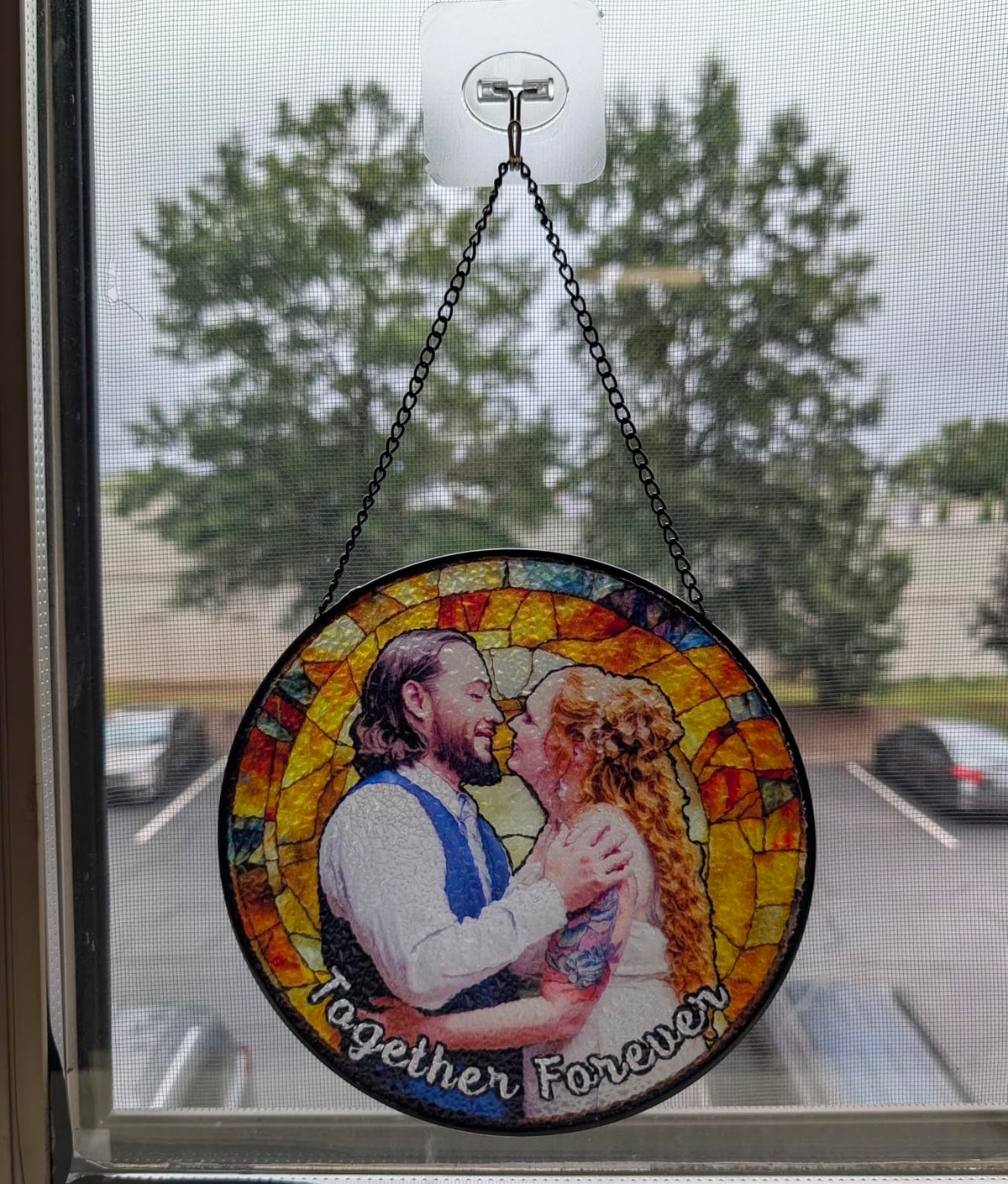 Personalized Photo - Couple Custom Hanging Glass Suncatcher - Birthday Gifts for Her & Him - Anniversary Wedding Gifts for 2025 - Portrait Gift for Family, Wedding s Day Home Decor