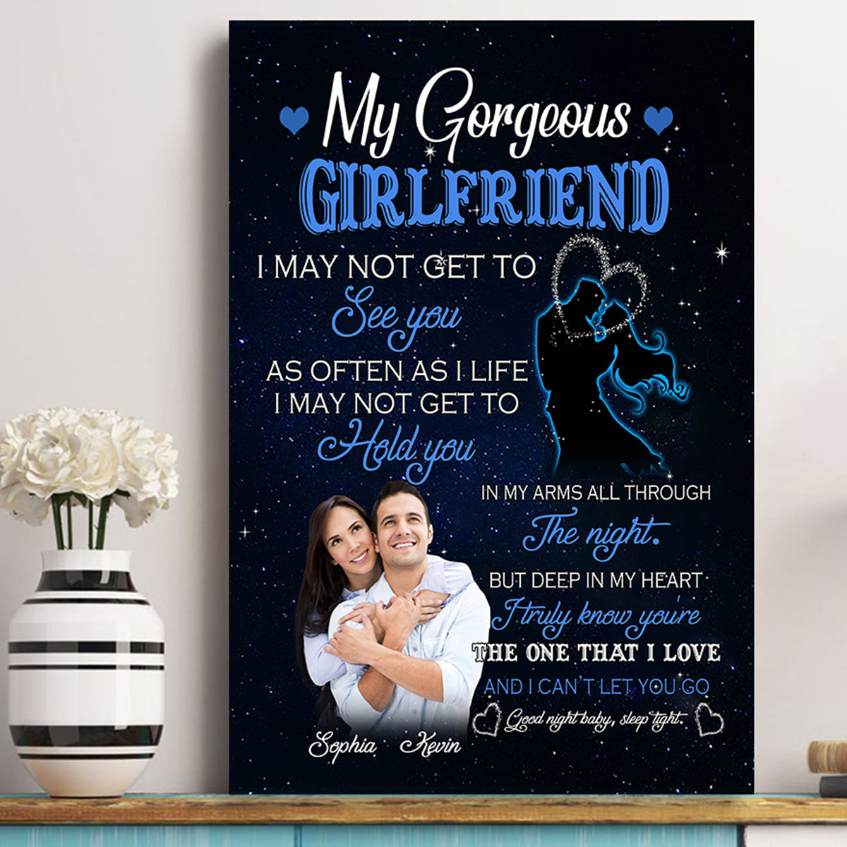 My Gorgeous Girlfriend I May Not Get To See You - Personalized Canvas - Gift For Girlfriend
