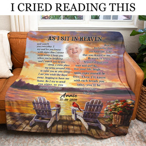 As I Sit In Heaven Personalized Photo Blanket Memorial