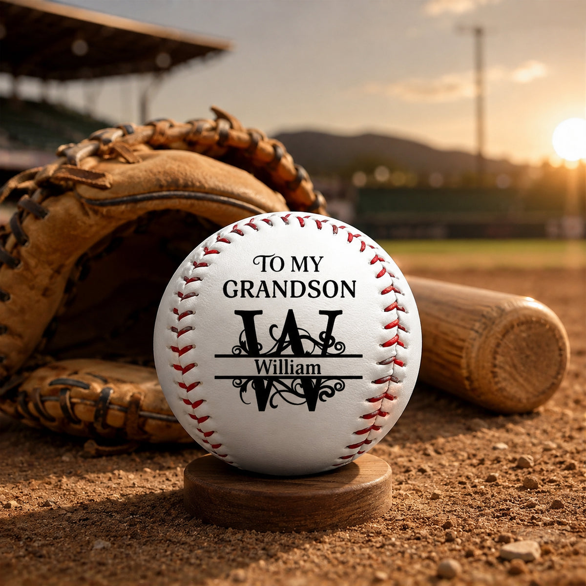 To My Grandson Never Forget How Much I Love You | Personalized Baseball