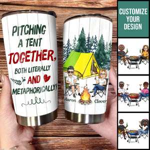 Pitching A Tent Together - Personalized Tumbler - Gift For Couple, Camping, Summer Vacation