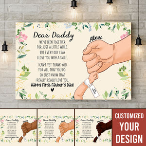 Dear Daddy I Love You With A Smile - Personalized Canvas - Gift For Father , Daddy, First Father's Day