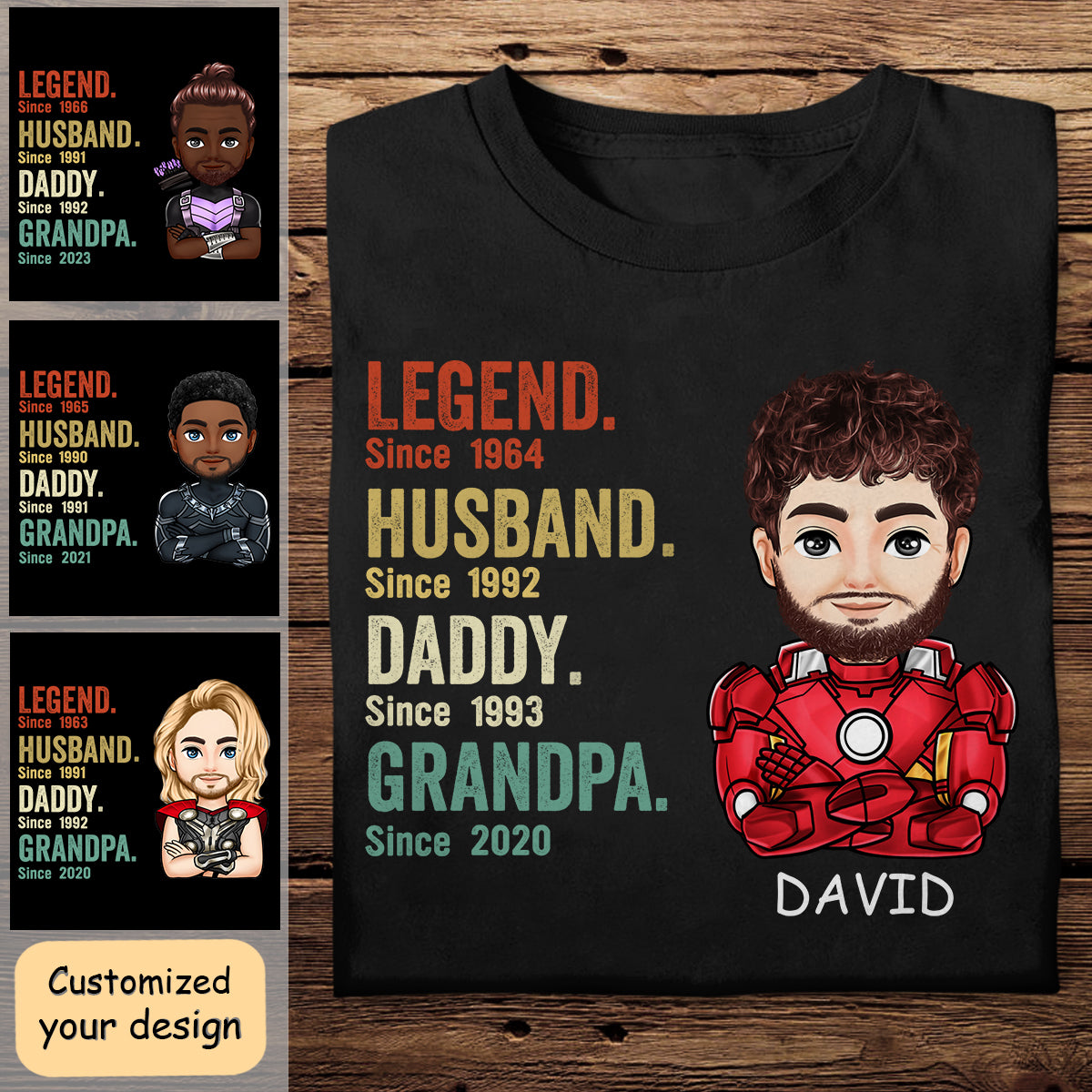 Legend Husband Daddy Papa Superhero - Personalized Apparel - Gift For Father, Dad, Papa, Father's Day