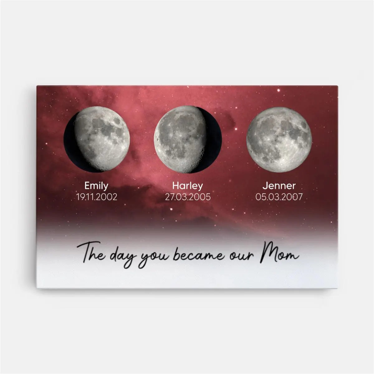Grandma Moon Phase Canvas, The Day You Became Our Grandma, Personalized Grandkids Birth Moon Gift, Mother s Day Gift for Grandma