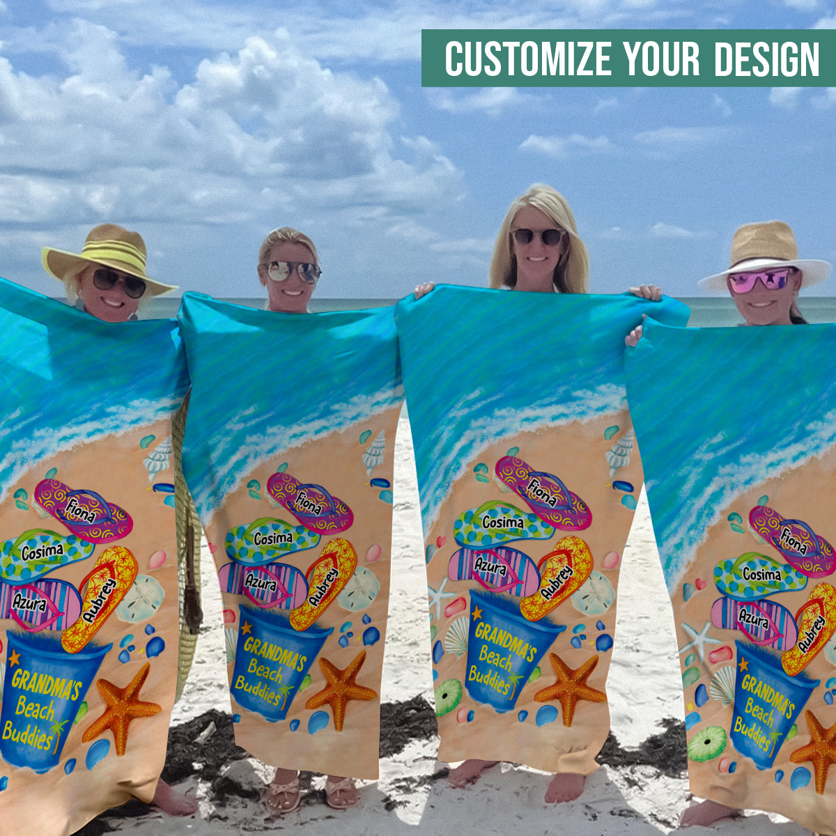 Nana's Beach Buddies - Personalized Beach Towel - Gift For Grandma, Summer